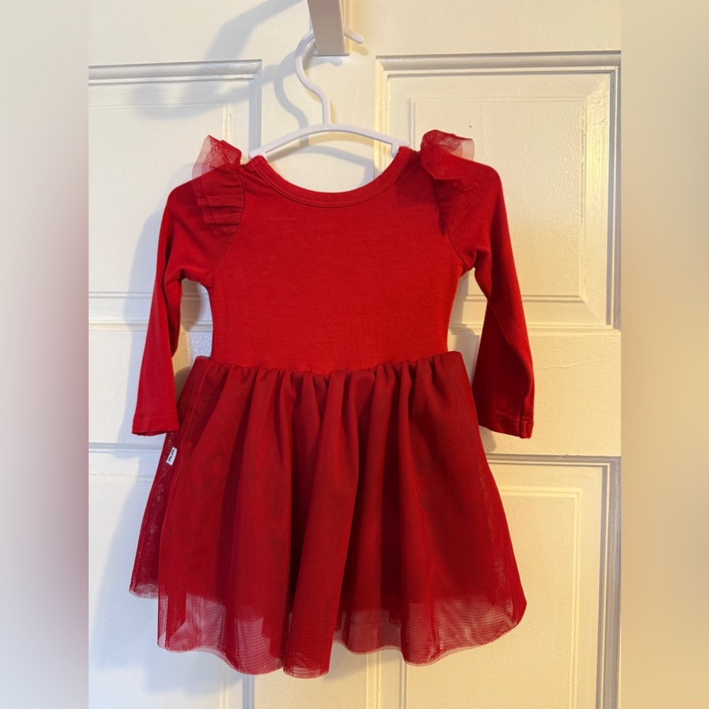 Little Sleepies Holiday Red Flutter Tutu Dress w/Bloomer - 3-6 months - Picture 5 of 8